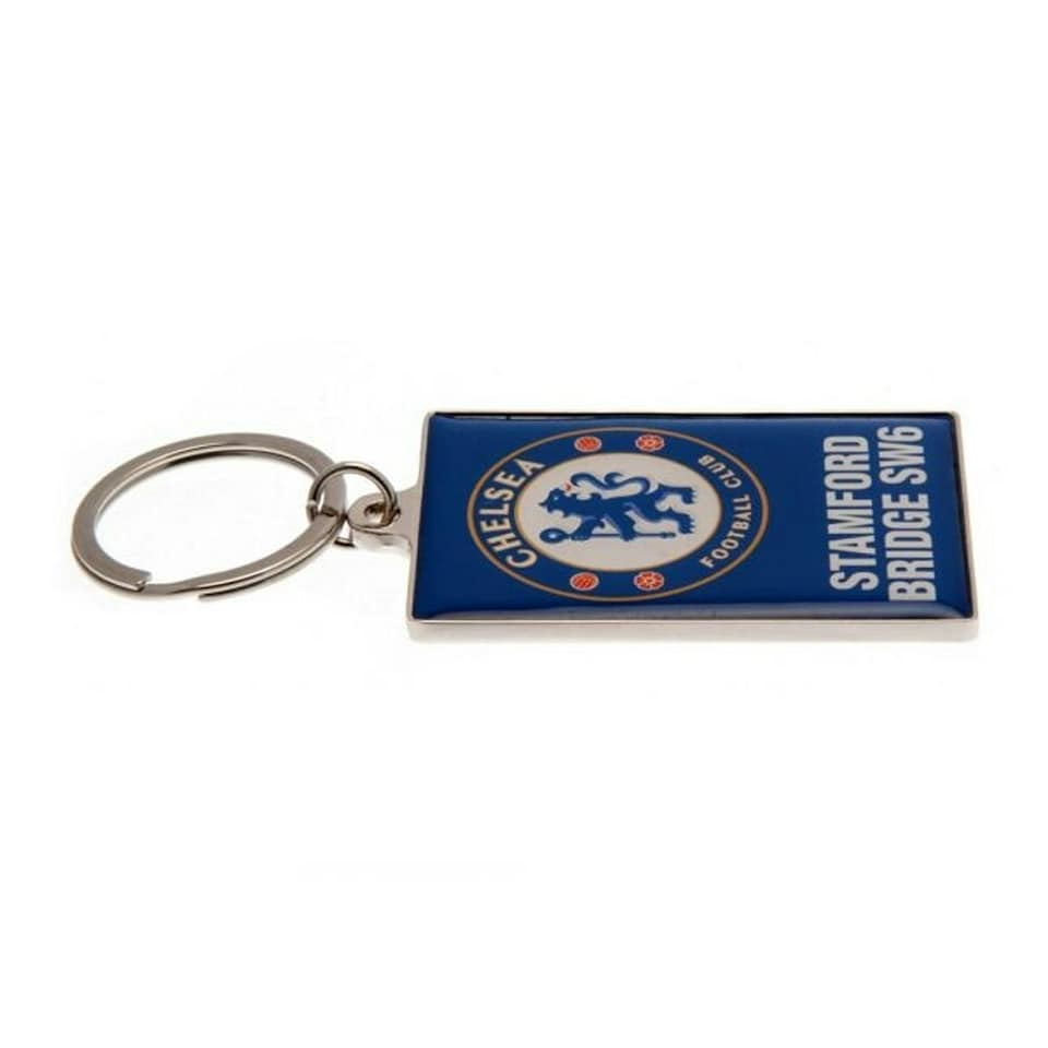 image 1 of Chelsea FC Stamford Bridge Crest Keyring - Blue/White/Silver - One Size