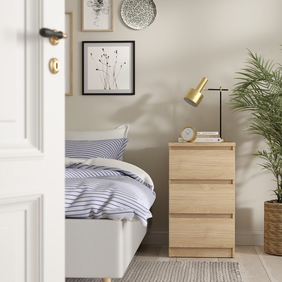 image 1 of Naia Bedside 3 Drawers in Jackson Hickory Oak