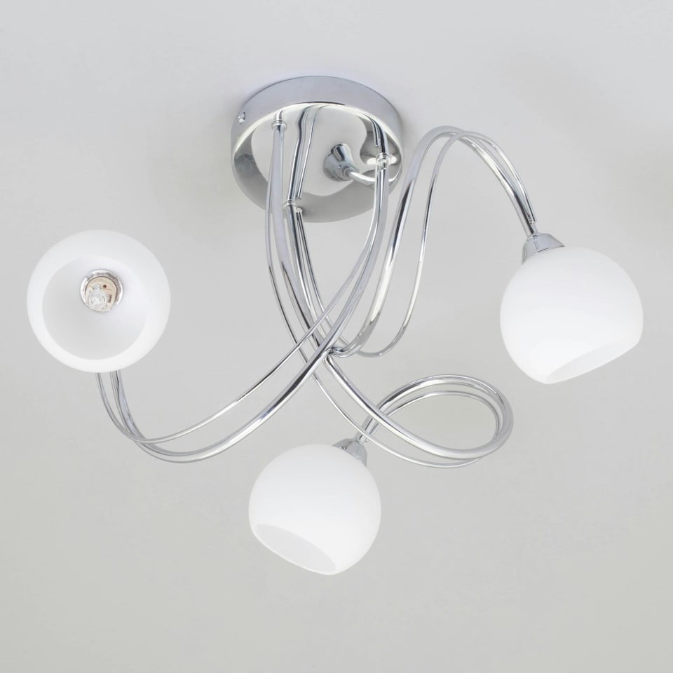 image 1 of BHS Soni 3 Light Flush Ceiling Light | Silver | Chrome | 1