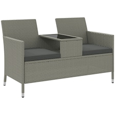 Outsunny Rattan Chair Garden Furniture Patio Love Seat Table Grey | Grey