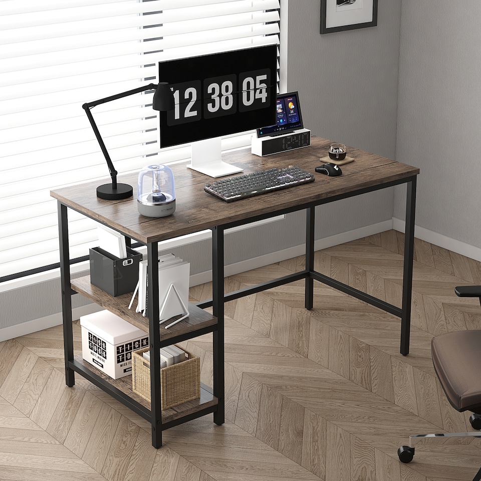 image 1 of MCC Direct Computer Desk with 2 Adjustable shelves - Chicago 120cm Grey | Grey