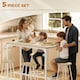 image 3 of HOMCOM 5 Piece Bar Table and Stools Set with Metal Frame Natural Wood | White | Natural wood and white | Fits up to 4 people