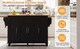 image 8 of VILUXE Mobile Kitchen Island with Foldable Worktop, Hidden Cutlery Drawer, Large Drawer, Adjustable Shelves, Door Racks, Towel Rack, Spice Rack and 5 Wheels, Black and Natural Wood