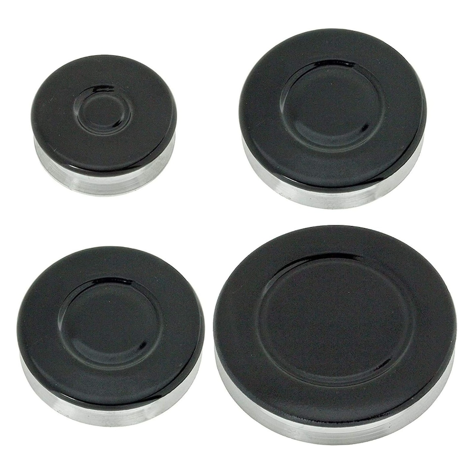 image 1 of SPARES2GO (Non Universal) Oven Cooker Hob Gas Burner Crown & Flame Cap Kit for Diplomat Oven/Cooker/Hob (Small, 2 Medium & Large, 55mm - 100mm)