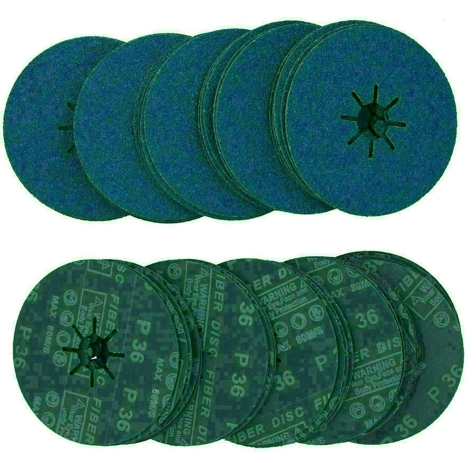 image 1 of 115mm 36 Grit Fibre Zirconium Oxide Abrasive Discs Sanding Grinding 200 Pack