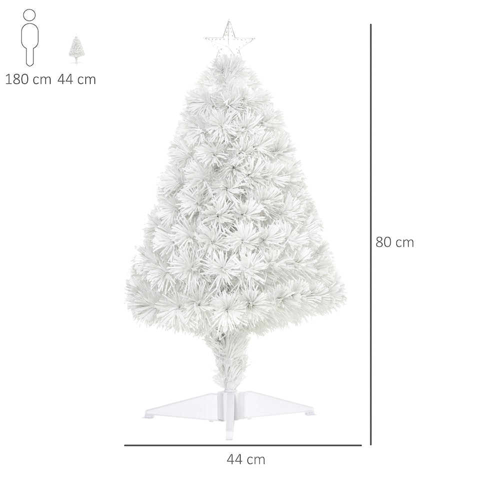image 1 of HOMCOM 2.5FT Prelit Artificial Tabletop Christmas Tree w/ Fibre Optics for Desk
