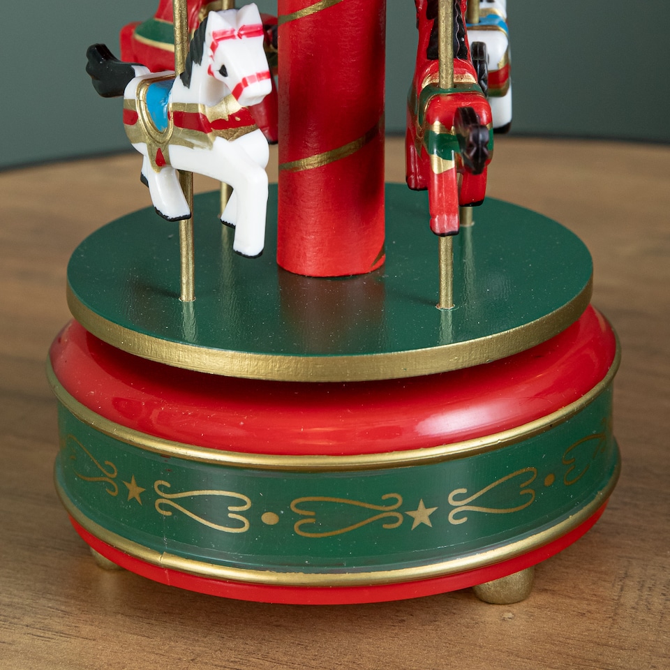image 1 of 18cm Wind Up Musical Carousel Indoor Christmas Decoration