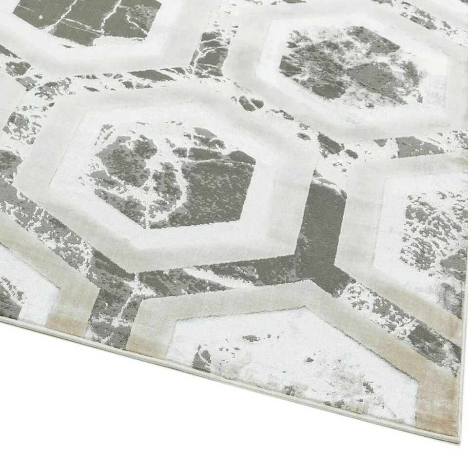 image 1 of Modern Rug, Anti-Shed Abstract Rug for Bedroom, & LivingRoom, Abstract 8mm Thick DiningRoom Rug-80cm X 150cm Silver | 80cm X 150cm
