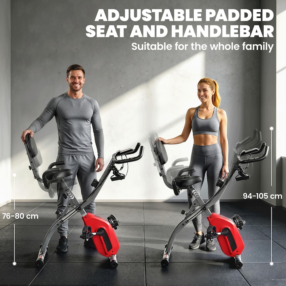 image 1 of SPORTNOW Folding Exercise Bike with Resistance Bands