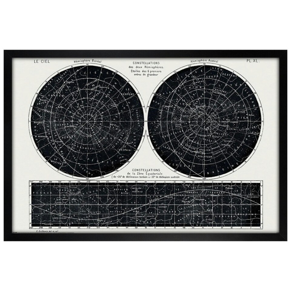 image 1 of Black Wooden Framed Guillemin Amédée Constellations Maxi Poster