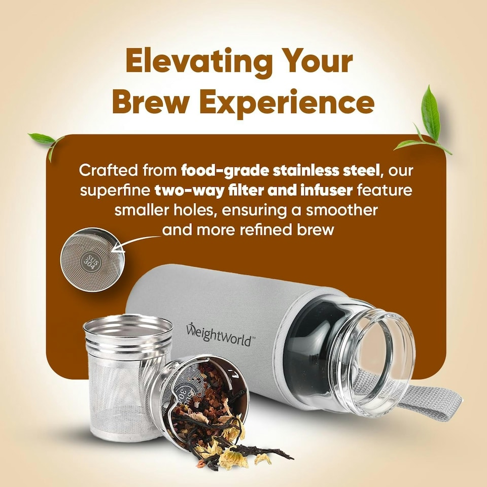 image 1 of Tea Infuser Bottle with Strainer - Bamboo Lid, Neoprene Sleeve - BPA-Free, Leakproof - Tea Lover Gift N/A | One Size