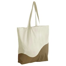Westford Mill Unisex Adult Wave Organic Cotton Maxi Tote Bag - Natural/Caramel - 44cm x 36cm x 10cm