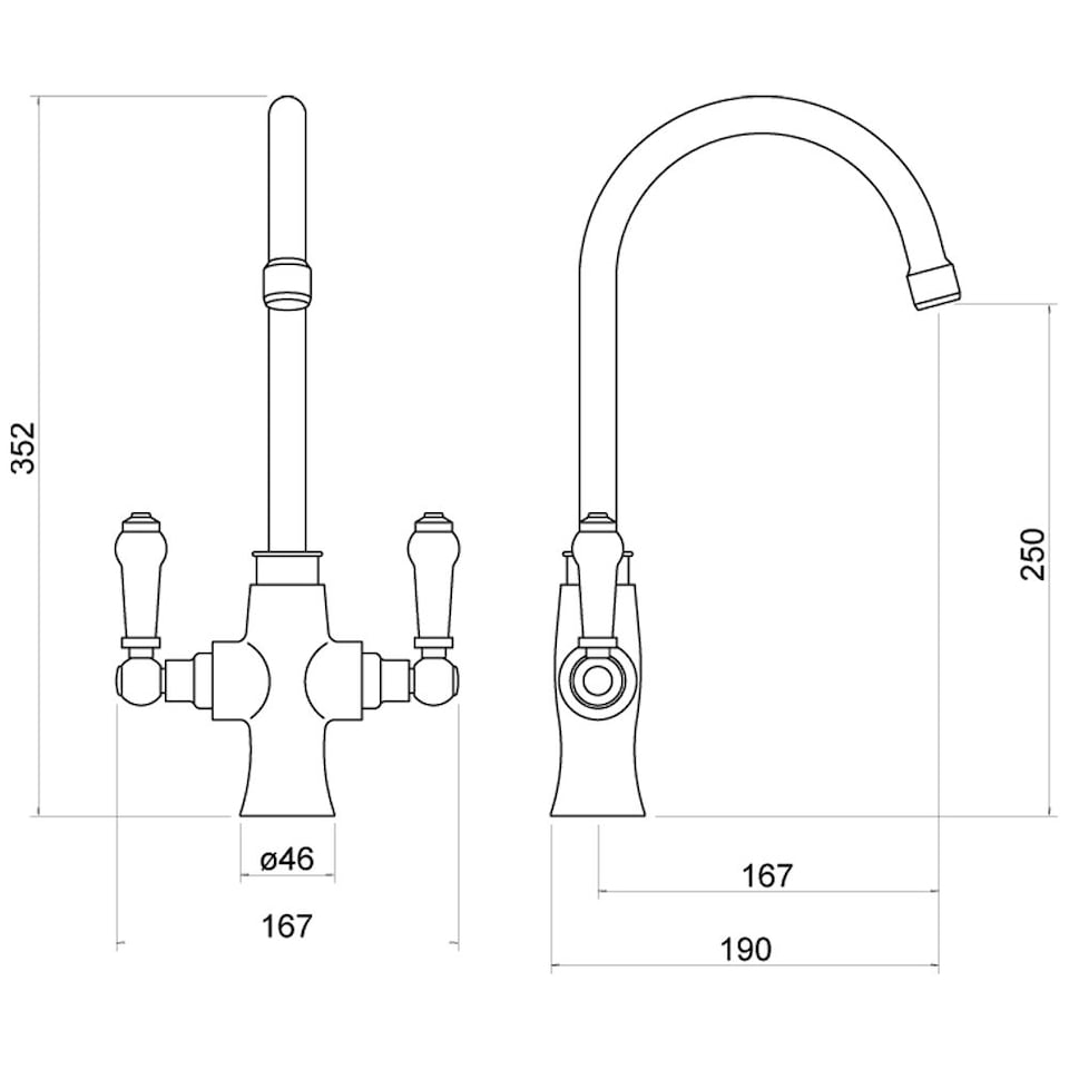 image 1 of Traditional Dual Handle Kitchen Mixer Tap, Brushed Gold | Gold | Brushed Gold