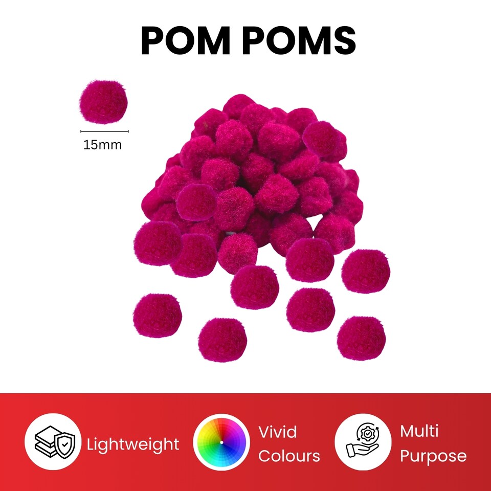 image 1 of Pack of 50 Blue Pom Poms 1.5cm – Soft Fluffy Craft Balls