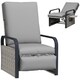 image 1 of Outsunny Rattan Garden Recliner Chair Sun Lounger w/ Side Tray Grey