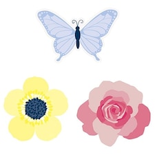 Pastel Floral Paper Cutouts Decorations - Pack of 6