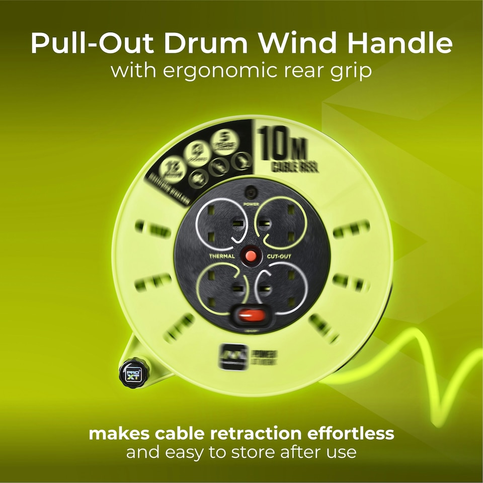 image 1 of Masterplug Pro-XT 10m 4 Socket 13A Cassette Reel with Thermal Cut-Out