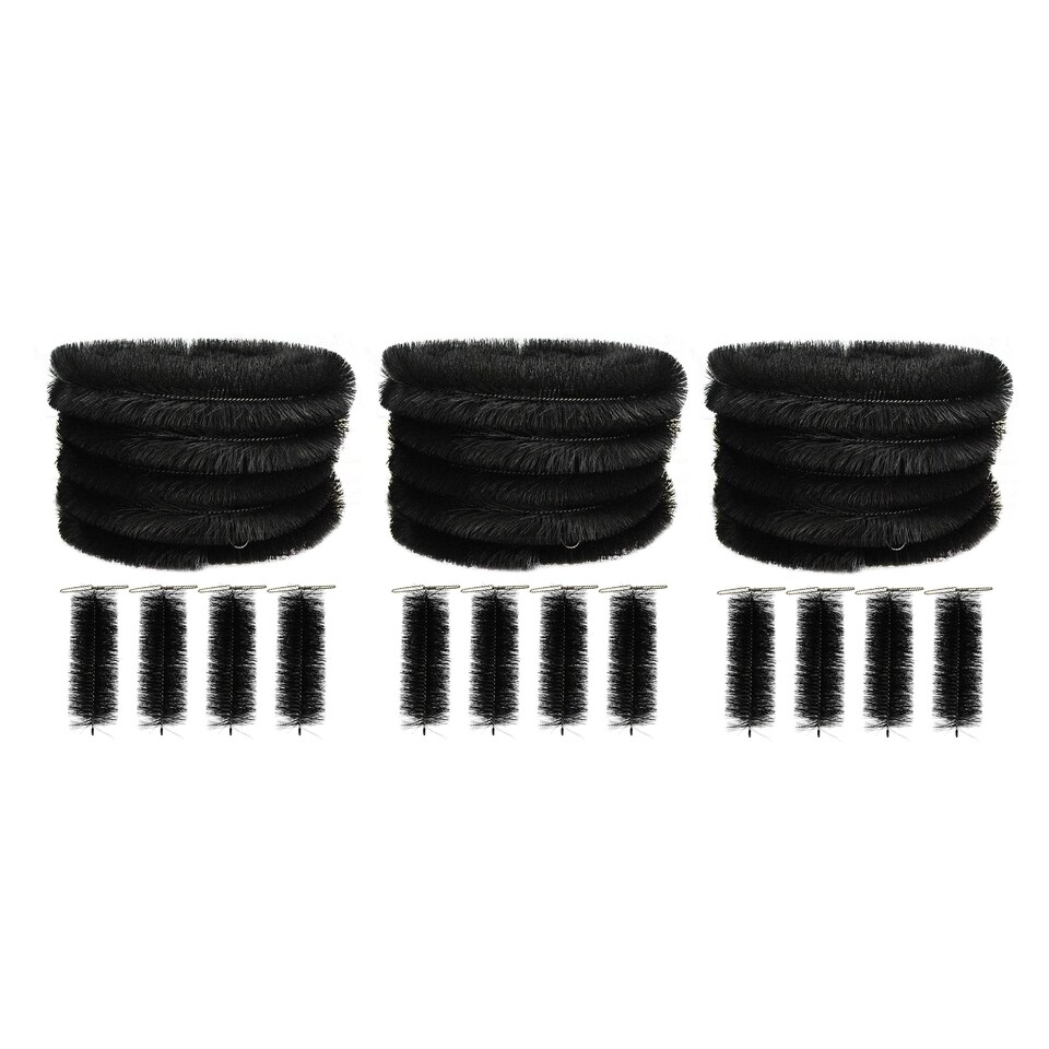 image 1 of 60m Black Gutter Brush Leaf & Moss Guard Protection with Set of 12 Downpipe Plugs