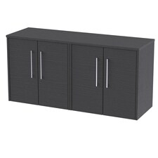 Balterley Winshill Contemporary Wall Hung Vanity Unit with Worktop, Woodgrain Dark Grey, 1200mm