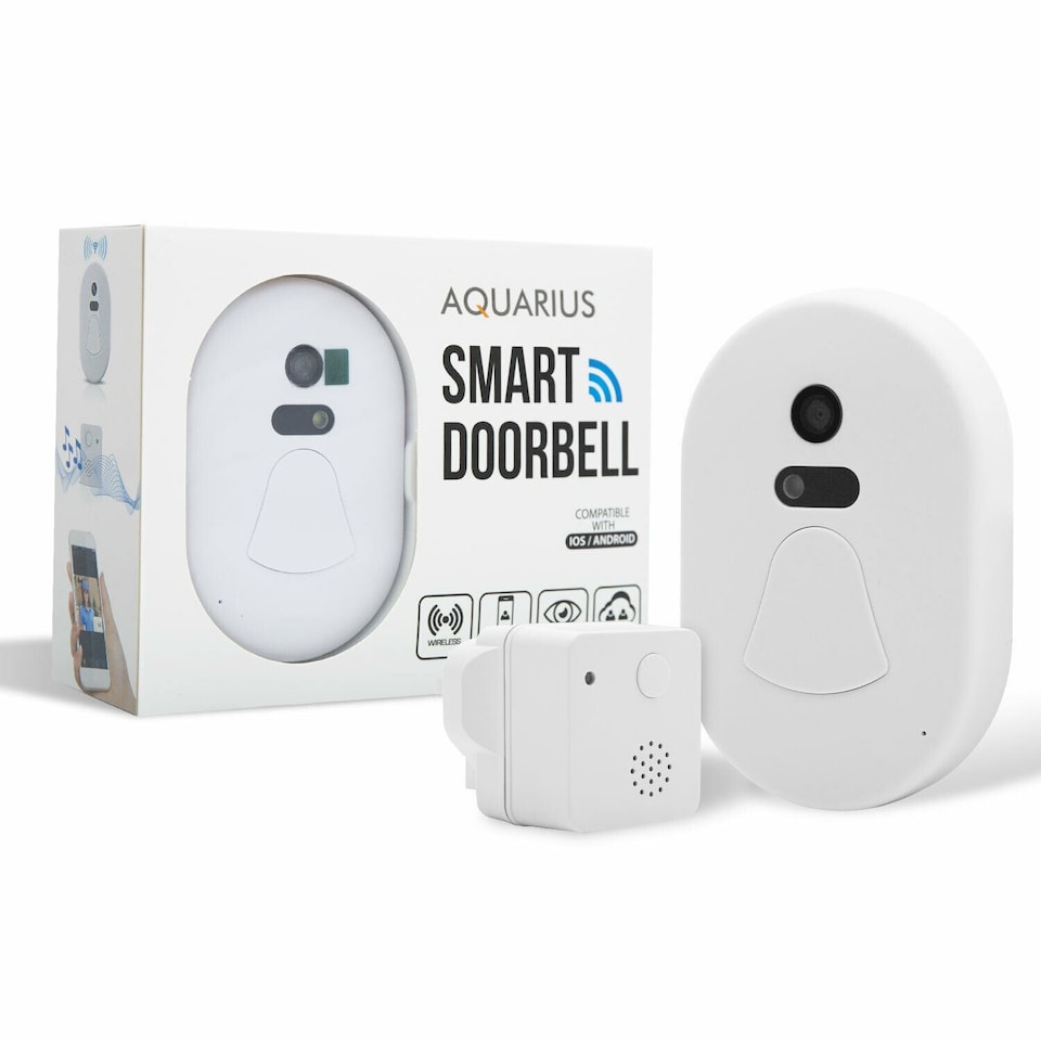 image 1 of Aquarius WiFi Wireless Smart Camera Doorbell Home Security Video Intercom White