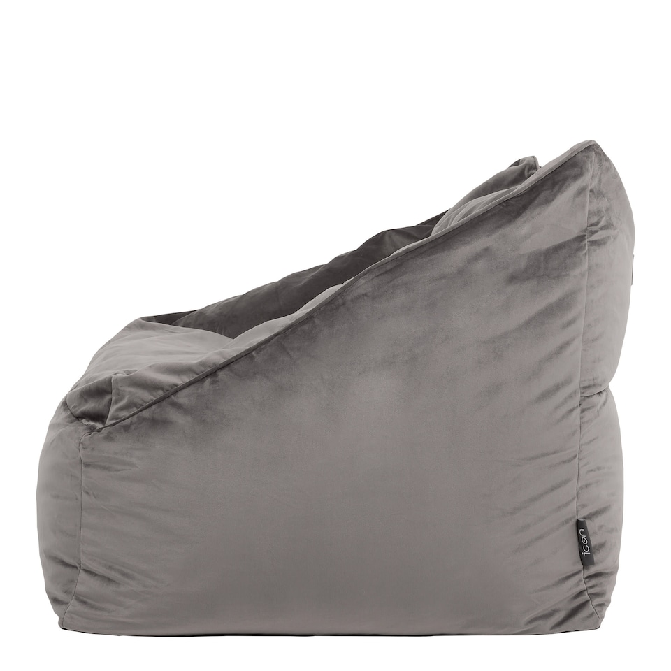 image 1 of Natalia Velvet Adults Bean Bag Armchair, Ready Filled Large Beanbag Grey | Grey | Charcoal Grey | XL | 1