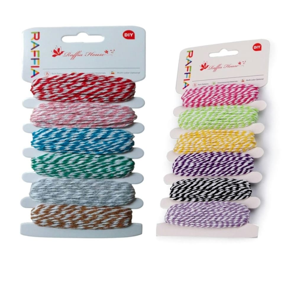 image 1 of 5m Raffia Craft Assorted Two Colour Cotton Thread String