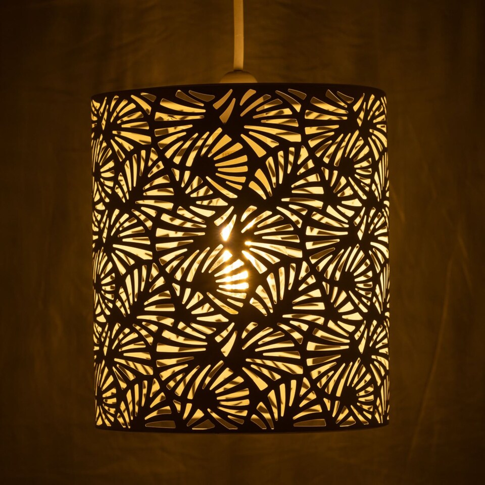 image 1 of Maui - White Cut Out Metal Leaf Pendant Light Shade | White | Small | 1