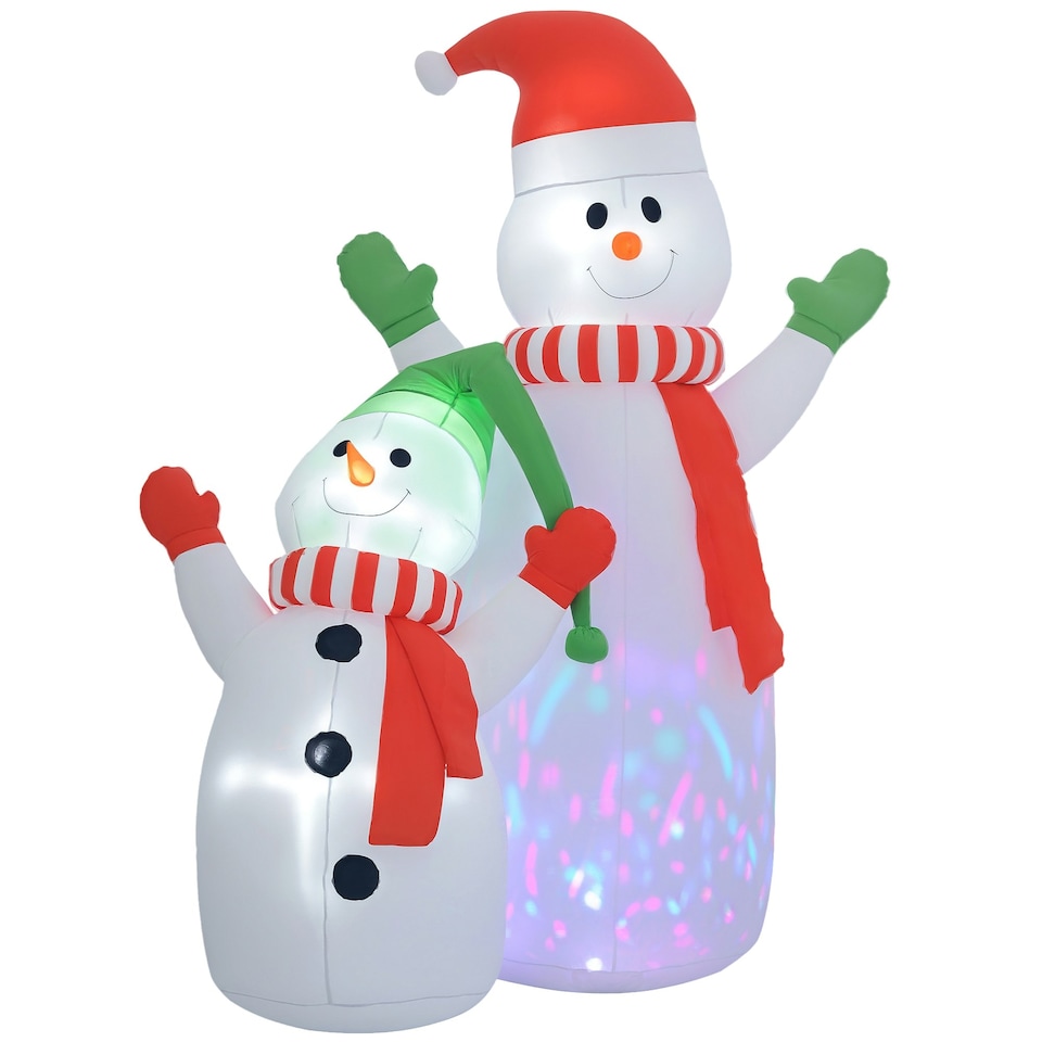 image 1 of Outsunny 8FT Christmas Inflatable Snowman with Rotating Colorful LED Light