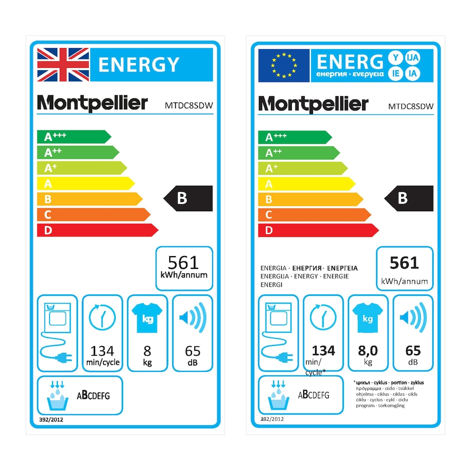 image 1 of Montpellier MTDC8SDW 8kg condenser Dryer Sensor Drying Class B White
