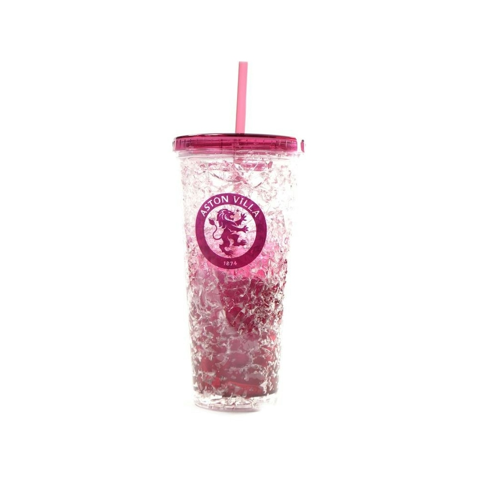 image 1 of Aston Villa FC Crest 600ml Freezer Cup With Straw - Claret Red - One Size