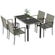 image 1 of Outsunny 4 Seater Rattan Dining Set with Cushions, 5 Pieces Garden Dining Set with Glass Tabletop, PE Rattan Garden Furniture Set with Dining Table and Armchairs for Patio, Balcony, Mixed Grey