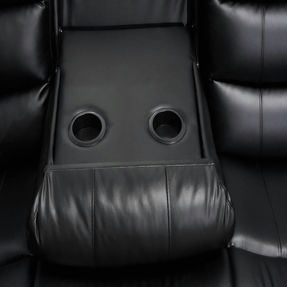 image 1 of Roma Recliner Leather 3 Plus 2 Seater Sofa Set, Armchair Inspired Home Theatre and Living Room Seating  Black Black