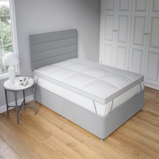 Dual Layer 3cm Mattress Topper Air Flow Hypo Allergenic Soft Touch Bedding White | King