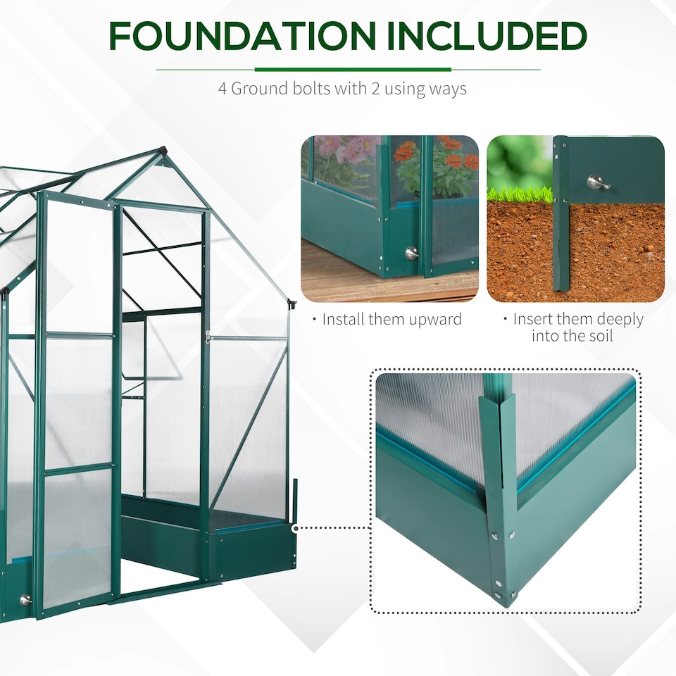 image 1 of Outsunny Walk-in Greenhouse Garden Polycarbonate Aluminium w/ Window