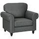 image 1 of HOMCOM Mid-Century Armchair Upholstered Accent Chair w/ Wood Frame, Grey