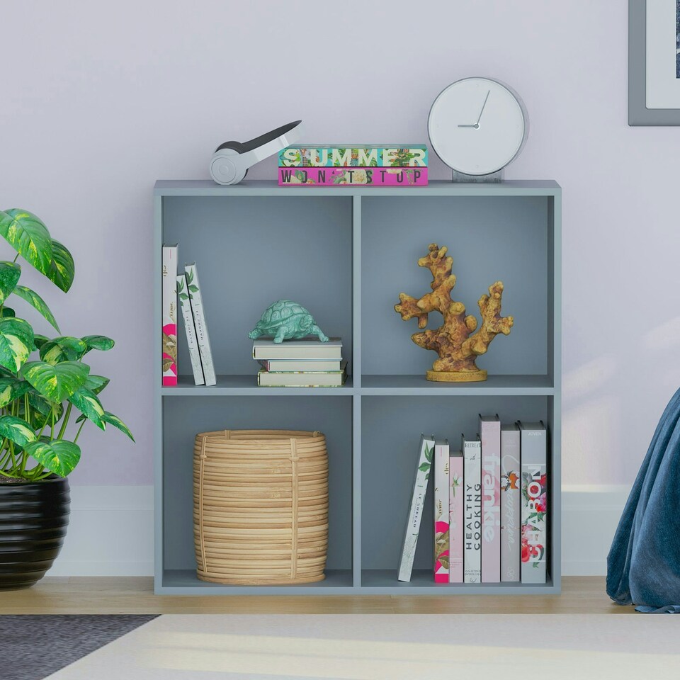 image 1 of Vida Designs Durham 2x2 Cube Storage Bookcase Display Unit, Grey