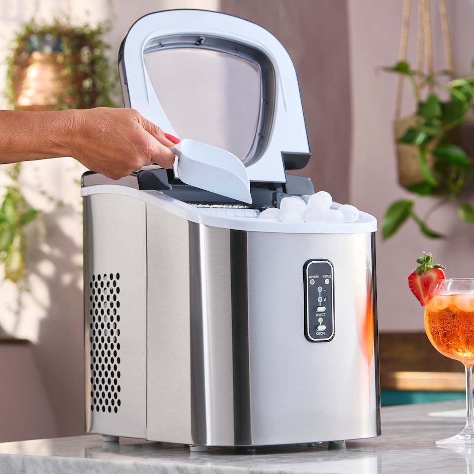image 1 of Cooks Professional Ice Maker Machine with Scoop & 2.2L Tank - Makes 14KG Per Day | Silver