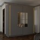 image 2 of Modern 150cm Sliding Wardrobe with Paneled Mirror Doors & Votan Strip | Adjustable Interior | White, Black, Grey, Oak Grey | Grey150cm
