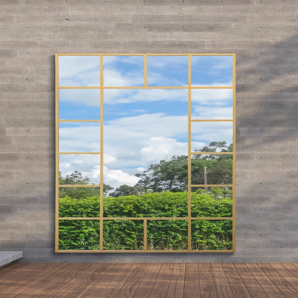image 1 of The Genestra - Gold Modern Wall & Leaner Garden Mirror 79"x 47" 200x120cm Gold