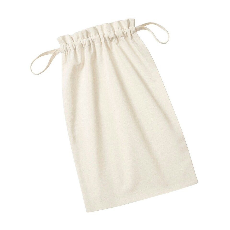 image 1 of Westford Mill Organic Cotton Drawstring Bag - Natural - 15cm x 10cm Cream | 15cm x 10cm