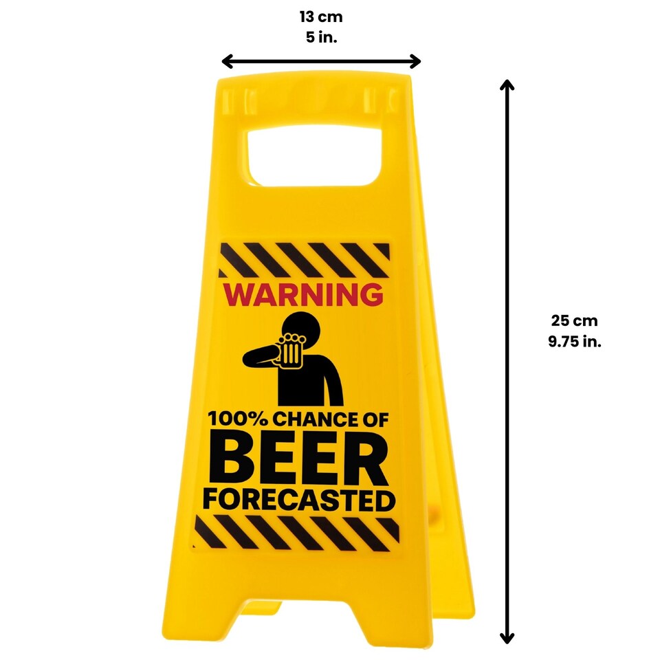 image 1 of 100 Chance of Beer Forecasted Warning Sign - Novelty Gift Idea for Men, Funny Present for Dad, Home Bar Accessories