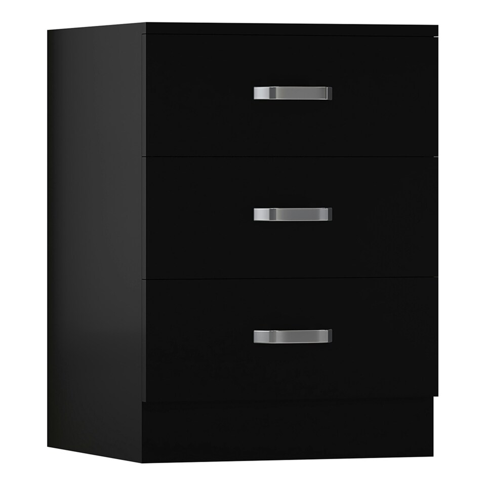 image 1 of FWStyle Tunis 3 Drawer Bedside Chest Matt Black