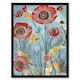 image 1 of Poppy Flowers Modern Folk Art Quirky Living Room Black Framed Wall Art Print A4