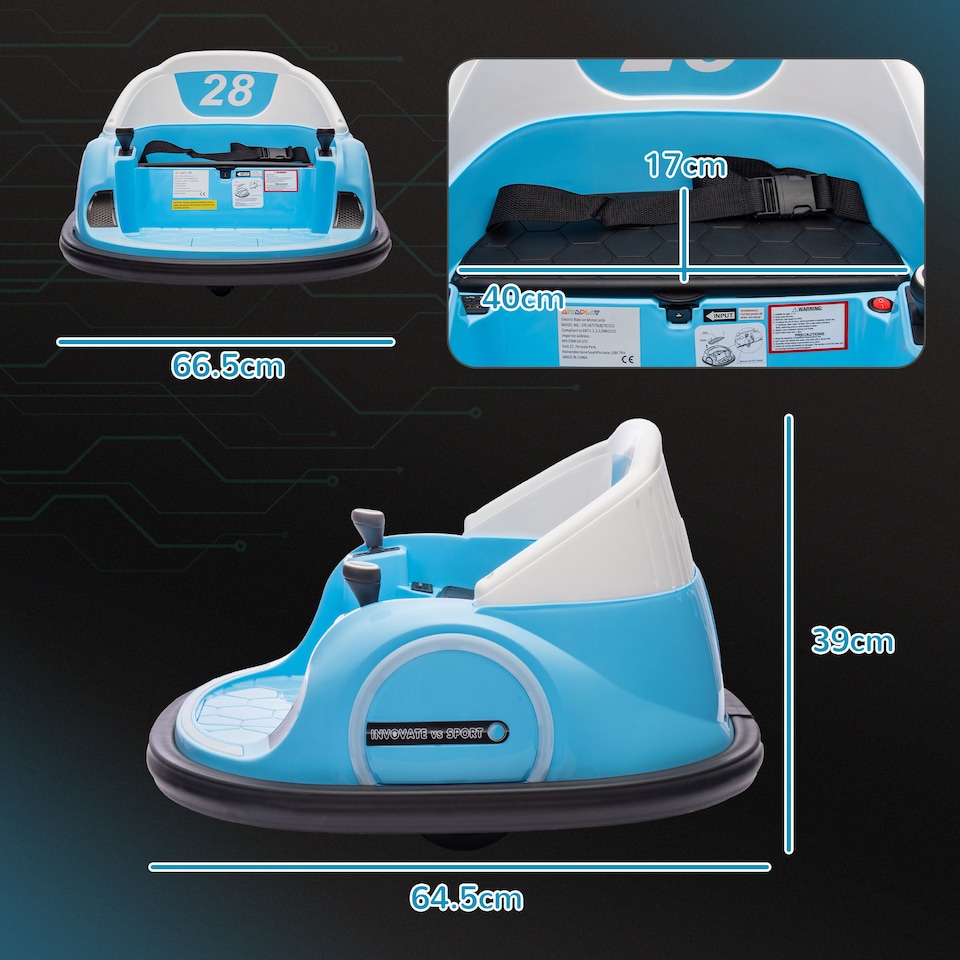 image 1 of AIYAPLAY 360° Rotation 12V Kids Bumper Car w/ Remote Control | Blue