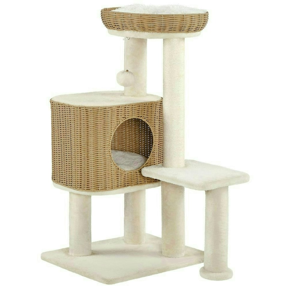 image 1 of Yaheetech 91 cm Tall Rattan Cat Tree with Natural Sisal Beige