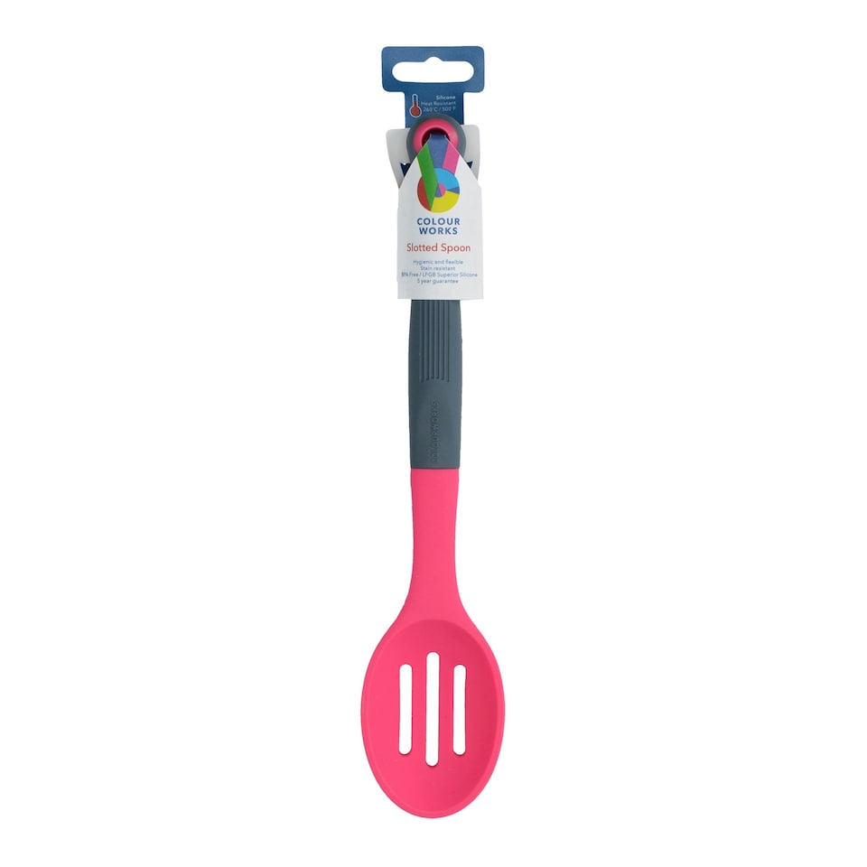 image 1 of Colourworks Slotted Serving Spoon Pink