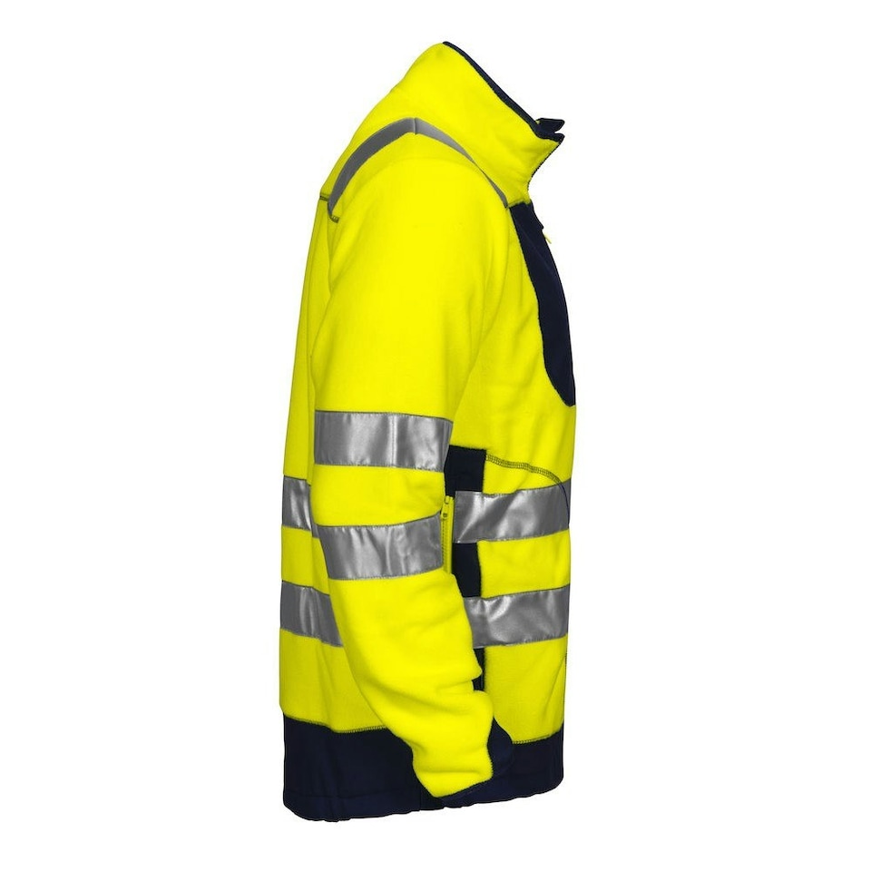 image 1 of Projob Mens Fleece Hi-Vis Coat - Yellow/Navy - XS