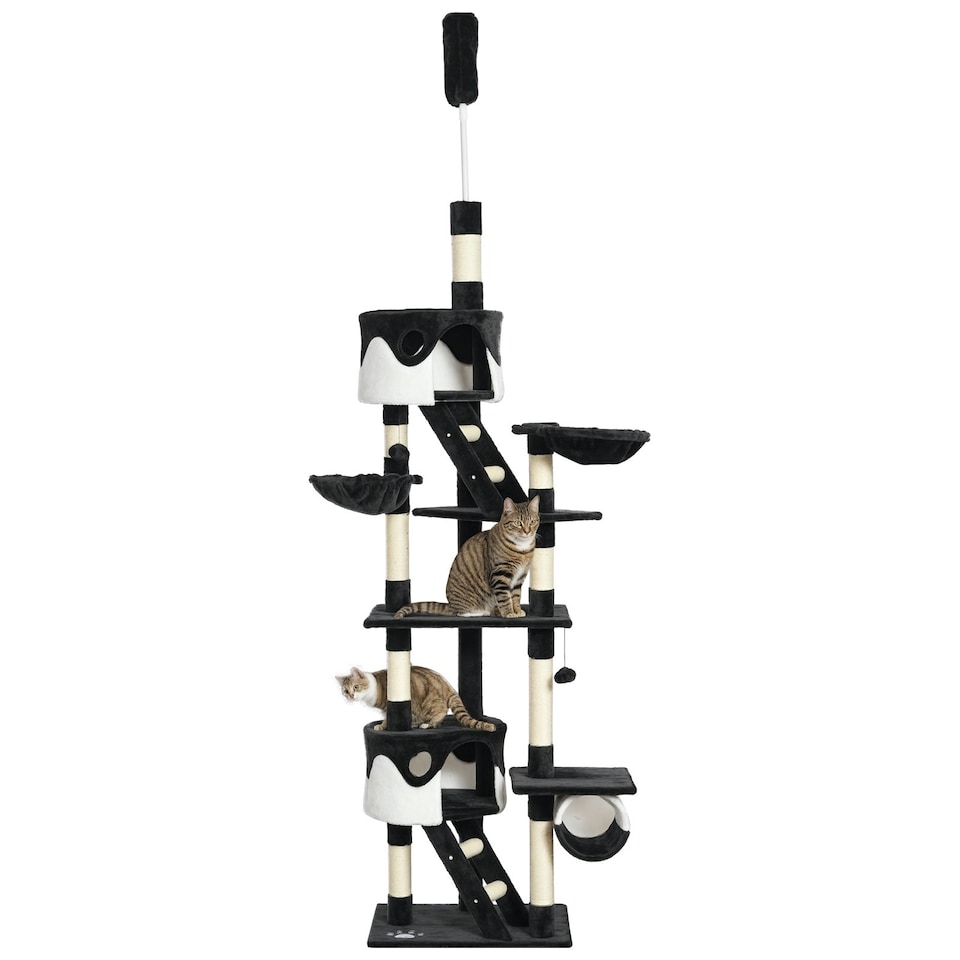 image 1 of PawHut Kitten Tower Adjustable 240-260cm, Scratch Posts, Houses, White