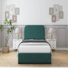 Sloomy Belvoir Emerald Plush Bed Frame With 45" Upholstered Headboard 4'6 Double