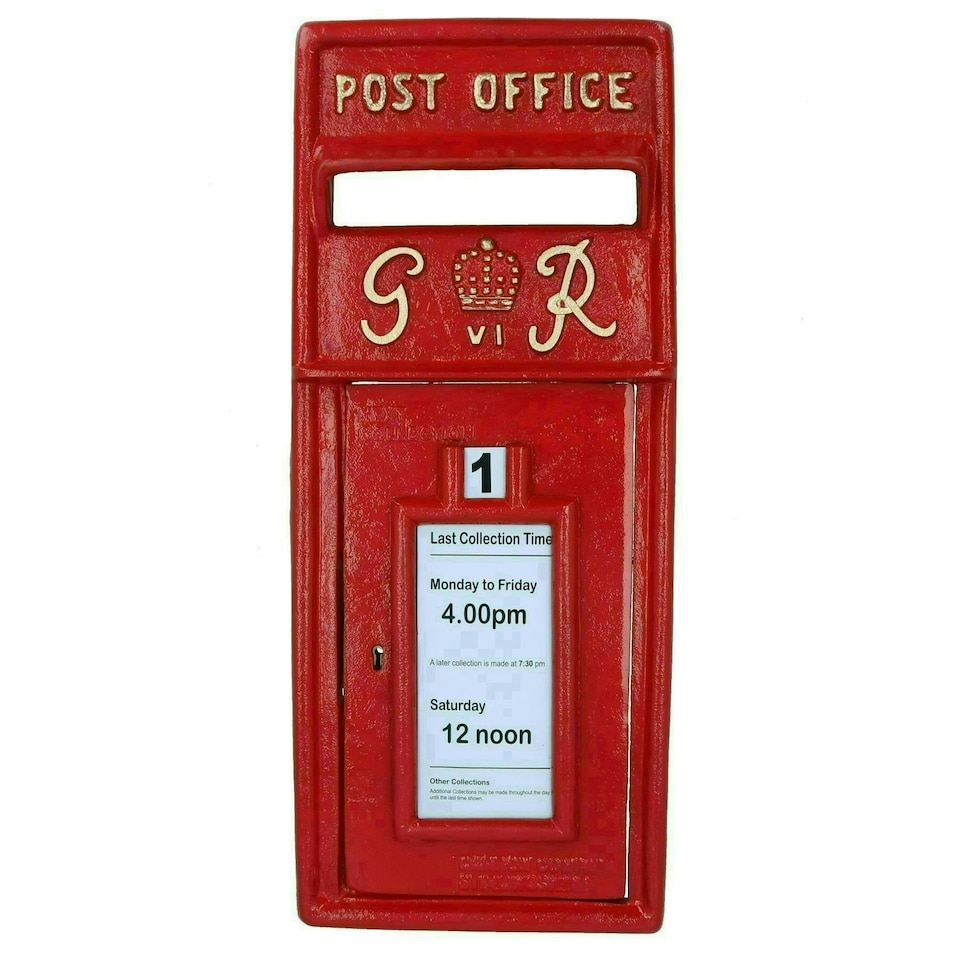 image 1 of GR Royal Mail Post Box Wall Mount Replica Red Post Office Lockable GB Front Red